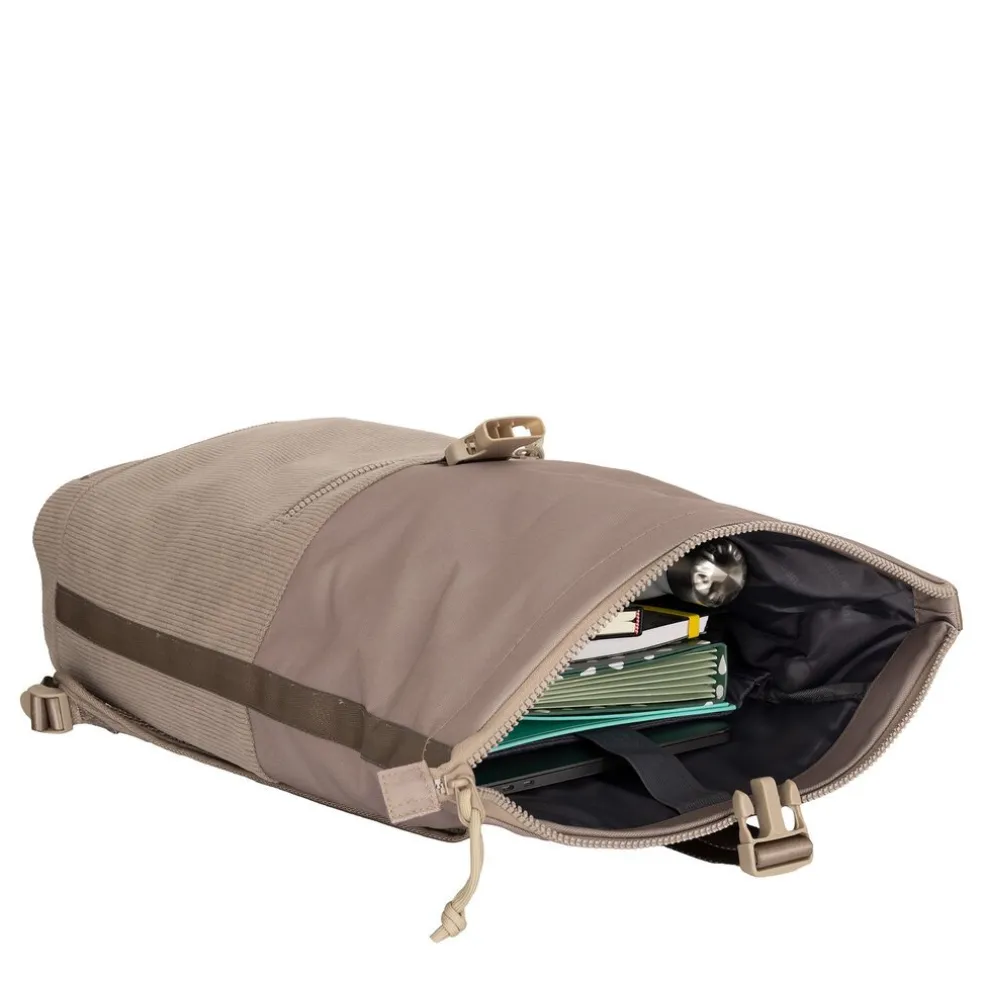 New Rebels New York Ribbi Rolltop Rucksack 17-21 l Schulranzen & Arbeitstasche Rippstoff-Laptop-Rucksack 15,6 Zoll Taupe