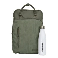 New Rebels Ribbi Milwaukee – Laptoptasche Schultasche Arbeitstasche 15,6 Zoll Laptopfach Rucksack Rib Fabric 18L Sage Green