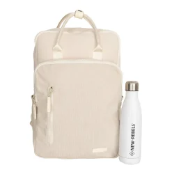 New Rebels Ribbi Milwaukee – Laptoptas Schooltas Werktas 15.6 inch Laptopvak Rugzak Rib Fabric 18L Beige