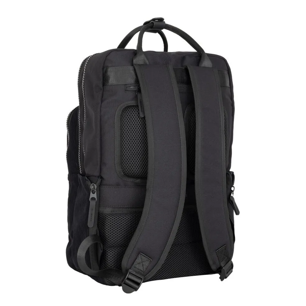 New Rebels Ribbi Milwaukee – Laptoptasche Schulrucksack Arbeitstasche 15,6 Zoll Laptopfach Rippstoff 18L Schwarz