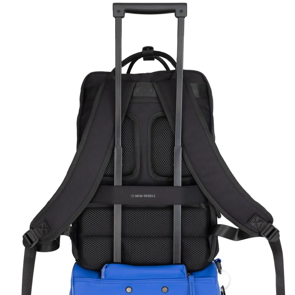 New Rebels Ribbi Milwaukee – Laptoptasche Schulrucksack Arbeitstasche 15,6 Zoll Laptopfach Rippstoff 18L Schwarz