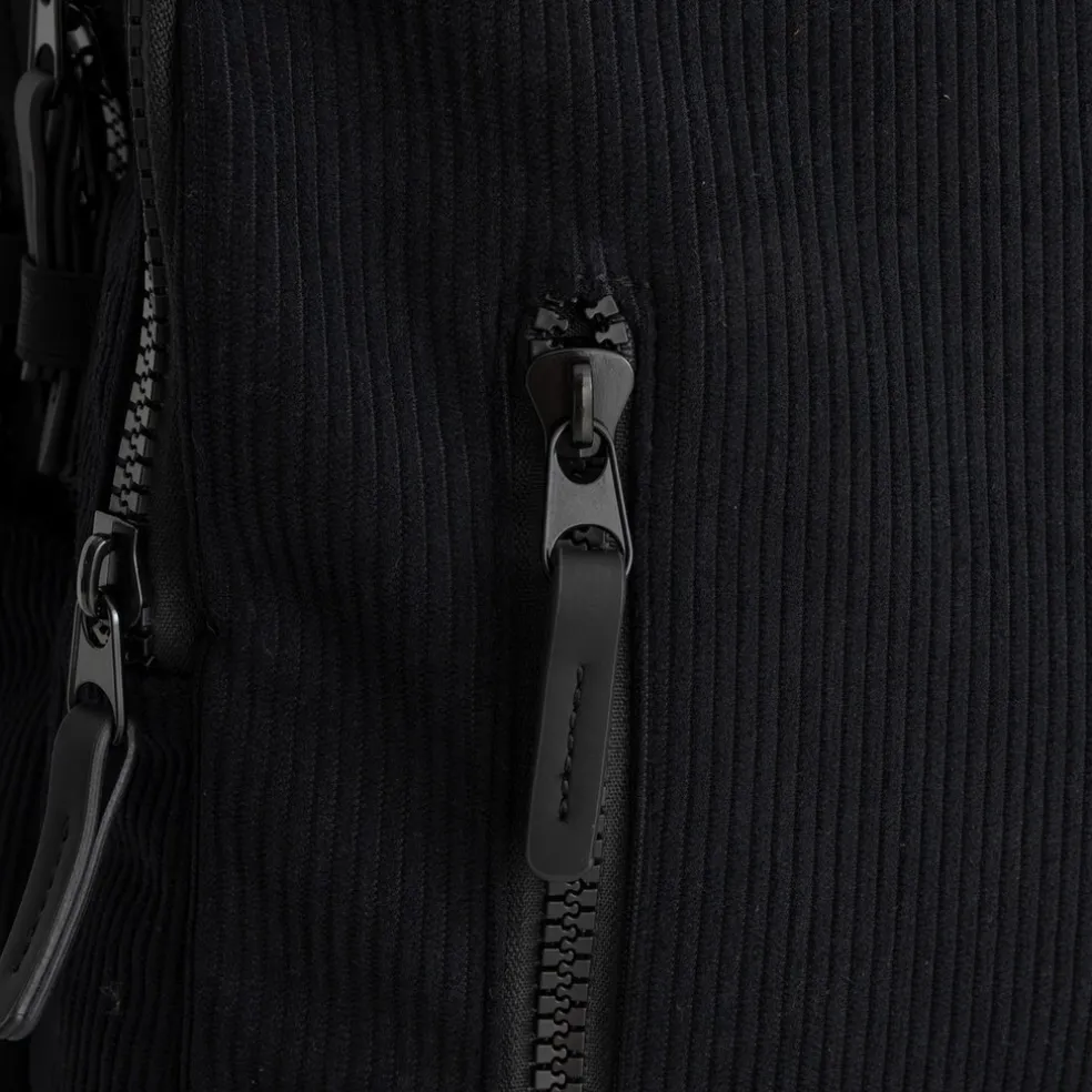New Rebels Ribbi Milwaukee – Laptoptasche Schulrucksack Arbeitstasche 15,6 Zoll Laptopfach Rippstoff 18L Schwarz