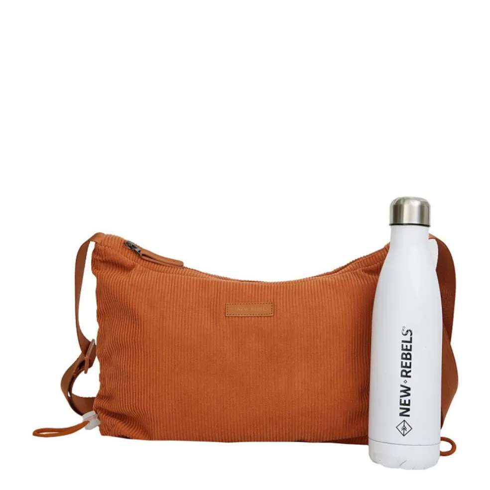 New Rebels Ribbi Rose Umhängetasche 6,1 l Rippstoff Polyester – Bequeme Crossbody-Tasche für den Alltag – Coffee Brown