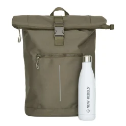 New Rebels Valor New York olivgrün 21L Rucksack Rolltop Wasserabweisend Laptop 15,6 Zoll