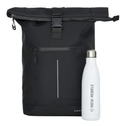 New Rebels Valor New York Schwarz 21L Rucksack Rolltop Wasserabweisend Laptop 15,6“