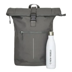 New Rebels Valor New York anthrazitgrau 21L Rucksack Rolltop Wasserabweisend Laptop 15,6 Zoll