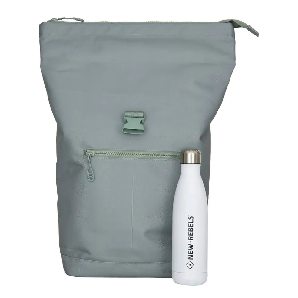 New Rebels Valor New York salie grün 21L Rucksack Rolltop Wasserabweisend Laptop 15,6 Zoll