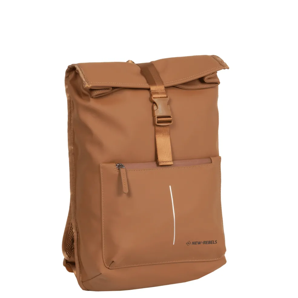 New Rebels William Baltimore Cognac 13L Rolltop Rucksack Wasserabweisend Laptop 14"