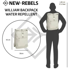 New Rebels William Baltimore Beige 13L Rolltop Rucksack Wasserabweisend Laptop 14