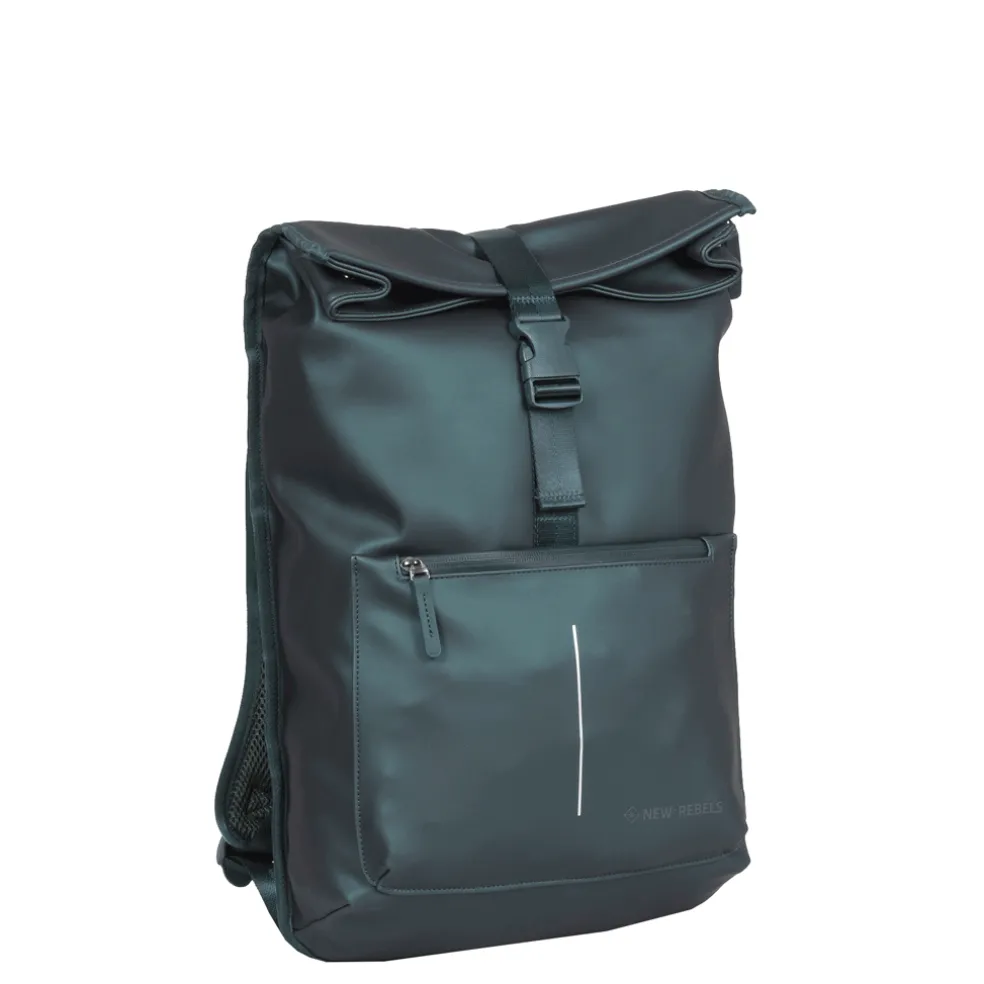 New Rebels William Baltimore Metallic Grün 13L Rolltop Rucksack Wasserabweisend Laptop 14"