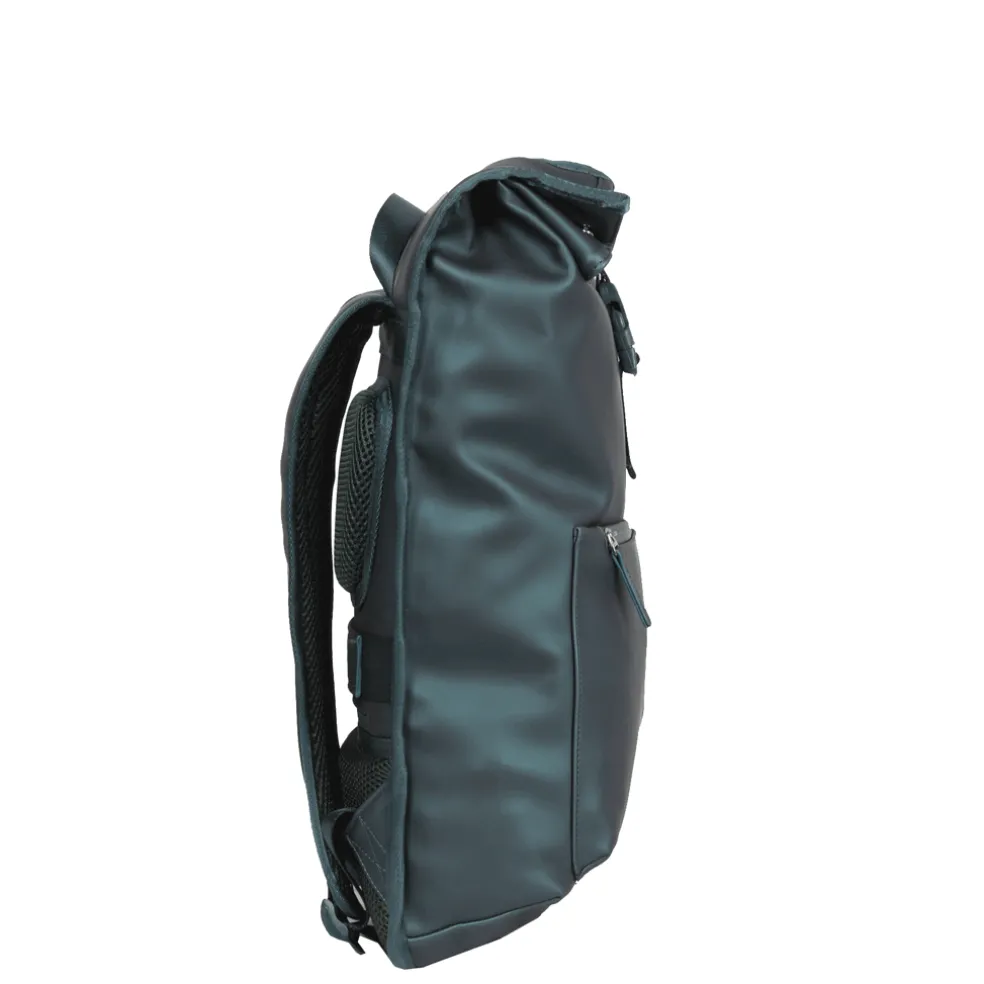 New Rebels William Baltimore Metallic Grün 13L Rolltop Rucksack Wasserabweisend Laptop 14"