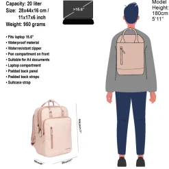 New Rebels William Milwaukee Altrosa 18L Rucksack Wasserabweisend Laptop 15.6