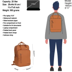 New Rebels William Milwaukee Cognac 18L Rucksack Wasserabweisend Laptop 15.6