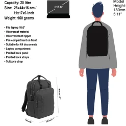 New Rebels William Milwaukee Schwarz 18L Rucksack Wasserabweisend Laptop 15.6