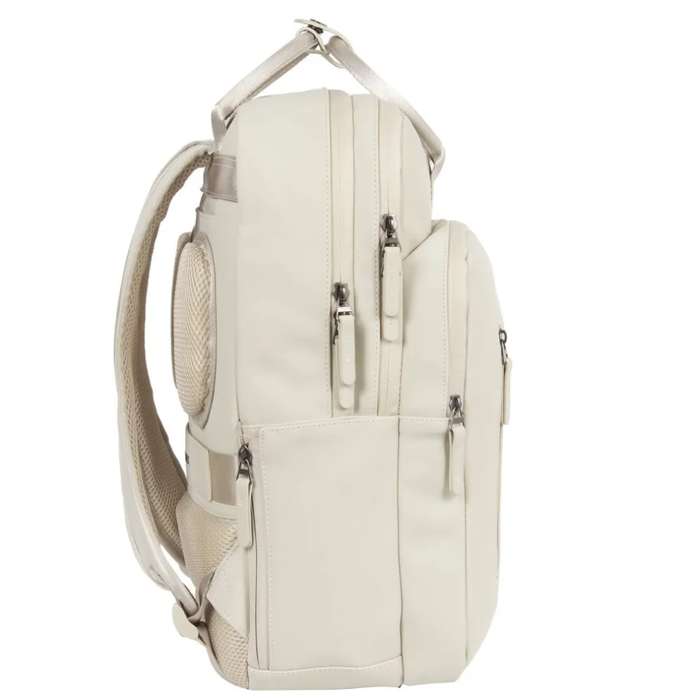 New Rebels William Milwaukee 18 L Laptop-Rucksack – Wasserabweisendes PU für 15,6″ Laptop – Beige