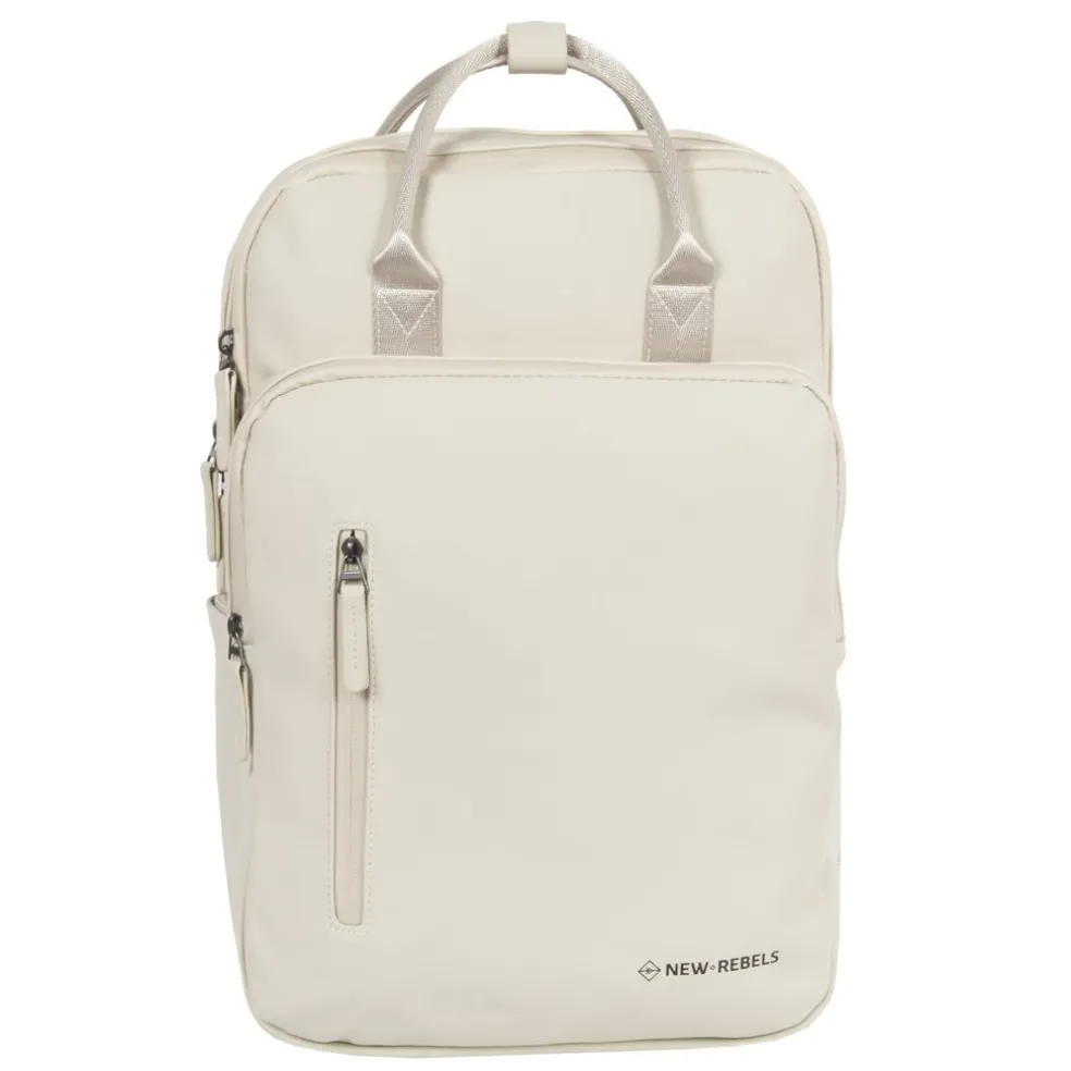New Rebels William Milwaukee 18 L Laptop-Rucksack – Wasserabweisendes PU für 15,6″ Laptop – Beige