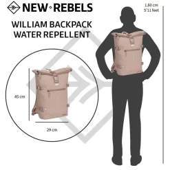 New Rebels William Riverside Altrosa 19L Rucksack Wasserabweisend Laptop15.6
