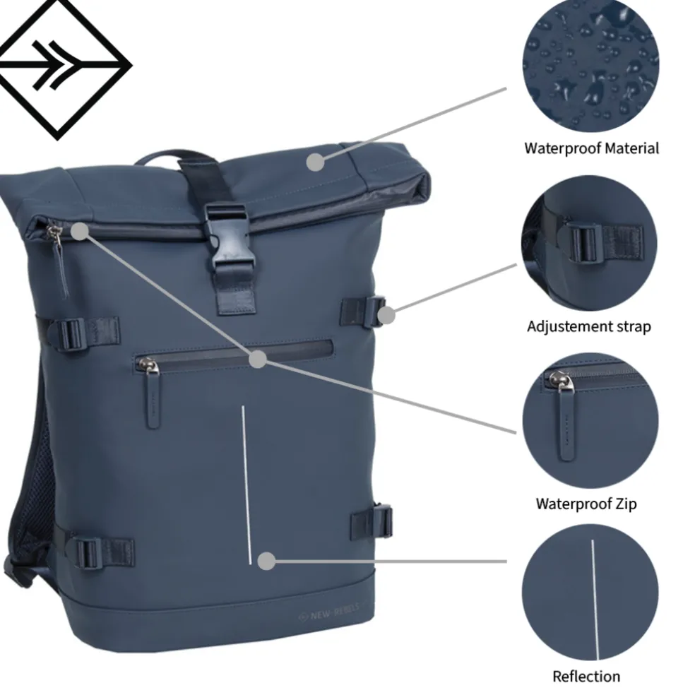 New Rebels William Riverside Schwarz 19L Rucksack Wasserabweisend Laptop15.6"