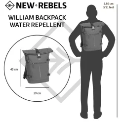 New Rebels William Riverside Anthrazit 19L Rucksack Wasserabweisend Laptop15.6